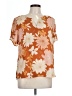 DR2 100% Polyester Floral Orange Short Sleeve Blouse Size L - photo 1