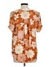 DR2 100% Polyester Floral Orange Short Sleeve Blouse Size L - photo 2