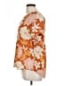 DR2 100% Polyester Floral Orange Short Sleeve Blouse Size L - photo 5