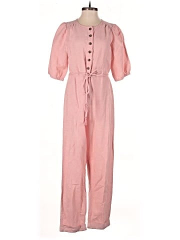 Madewell Linen-Blend Puff-Sleeve Tassel-Tie Jumpsuit (view 1)