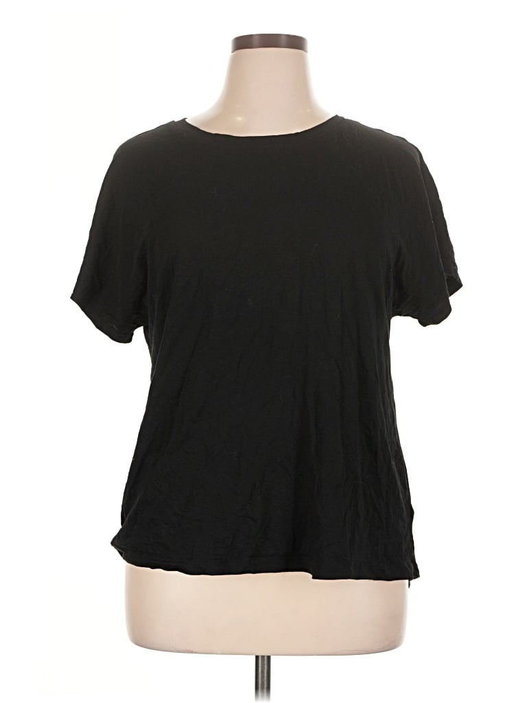 Pre-owned Athletic Works Short Sleeve Top Black Crew Neck Tops