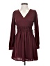 Express 100% Polyester Solid Burgundy Casual Dress Size XS - photo 1