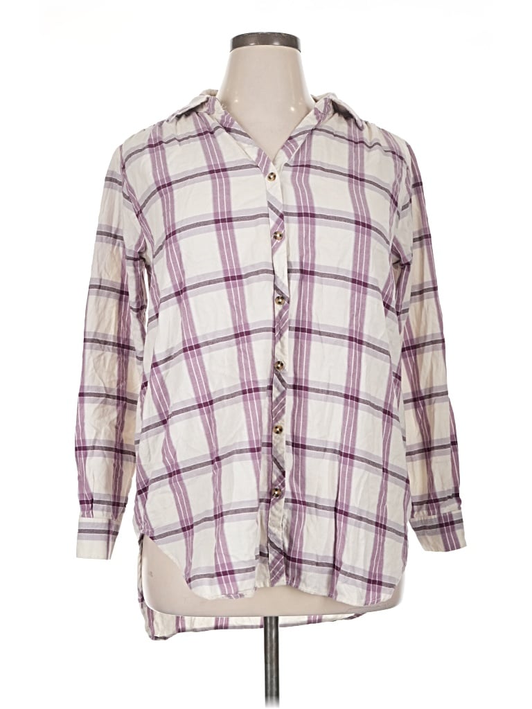 Pre-owned Knox Rose 3/4 Sleeve Button Down Shirt In Purple