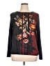 Basler Floral Stripes Blue Black Long Sleeve Blouse Size 14 - photo 1