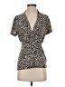 T Tahari Animal Print Ivory Short Sleeve Polo Size XS - photo 1