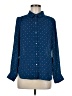 UNTUCKit 100% Polyester Polka Dots Blue Long Sleeve Blouse Size 8 - photo 1