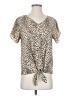 Assorted Brands Animal Print Tan Short Sleeve Blouse Size S - photo 1