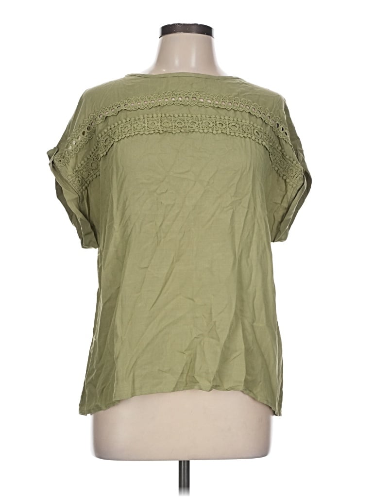Pre-owned Shein Short Sleeve Blouse In Green