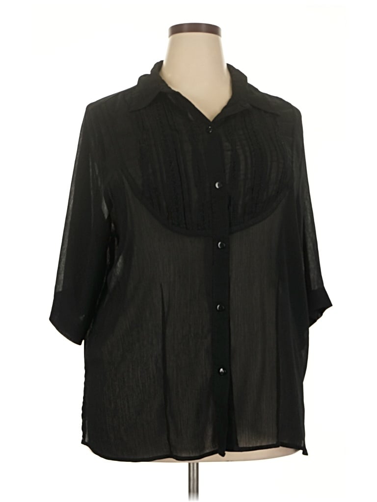 Pre-owned White Stag 3/4 Sleeve Blouse In Black