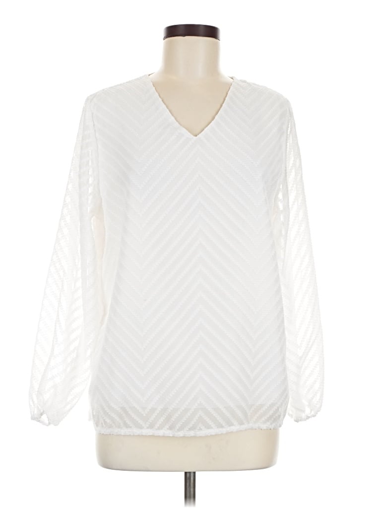 Pre-owned Zeagoo Long Sleeve Blouse In White