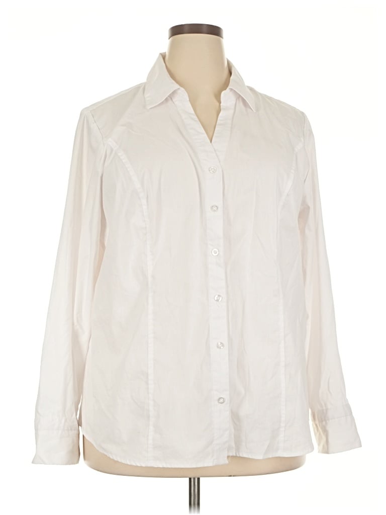 Pre-owned Ashley Stewart Long Sleeve Blouse In Ivory