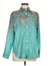 Unbranded 100% Polyester Paisley Teal Long Sleeve Blouse Size M - photo 1