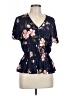 Lavish Blue Short Sleeve Blouse Size L - photo 1