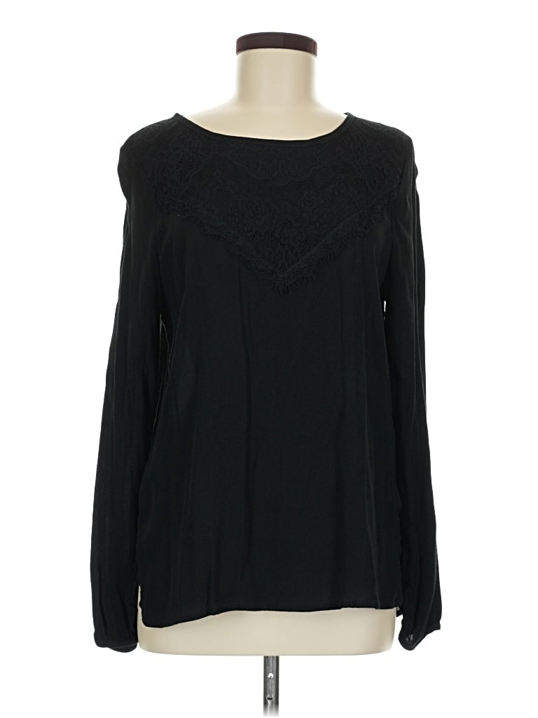 Pre-owned Xhilaration Long Sleeve Blouse In Black