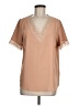Unbranded 100% Polyester Tan Short Sleeve Blouse Size M - photo 1