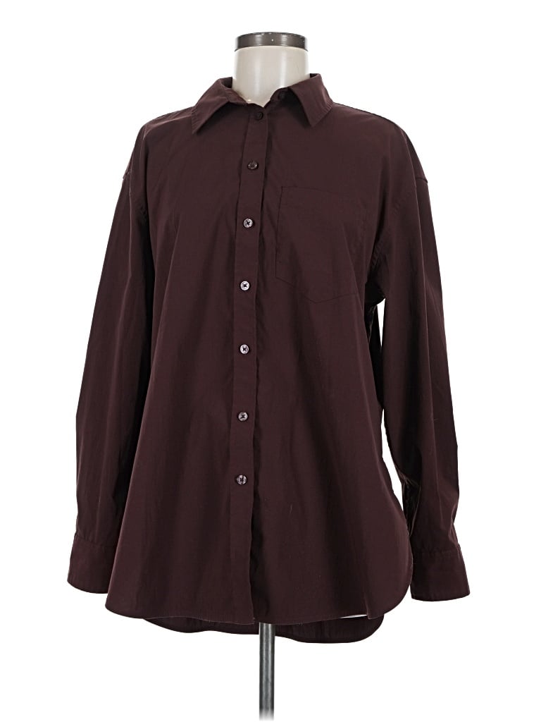 Pre-owned Athleta Long Sleeve Blouse In Burgundy