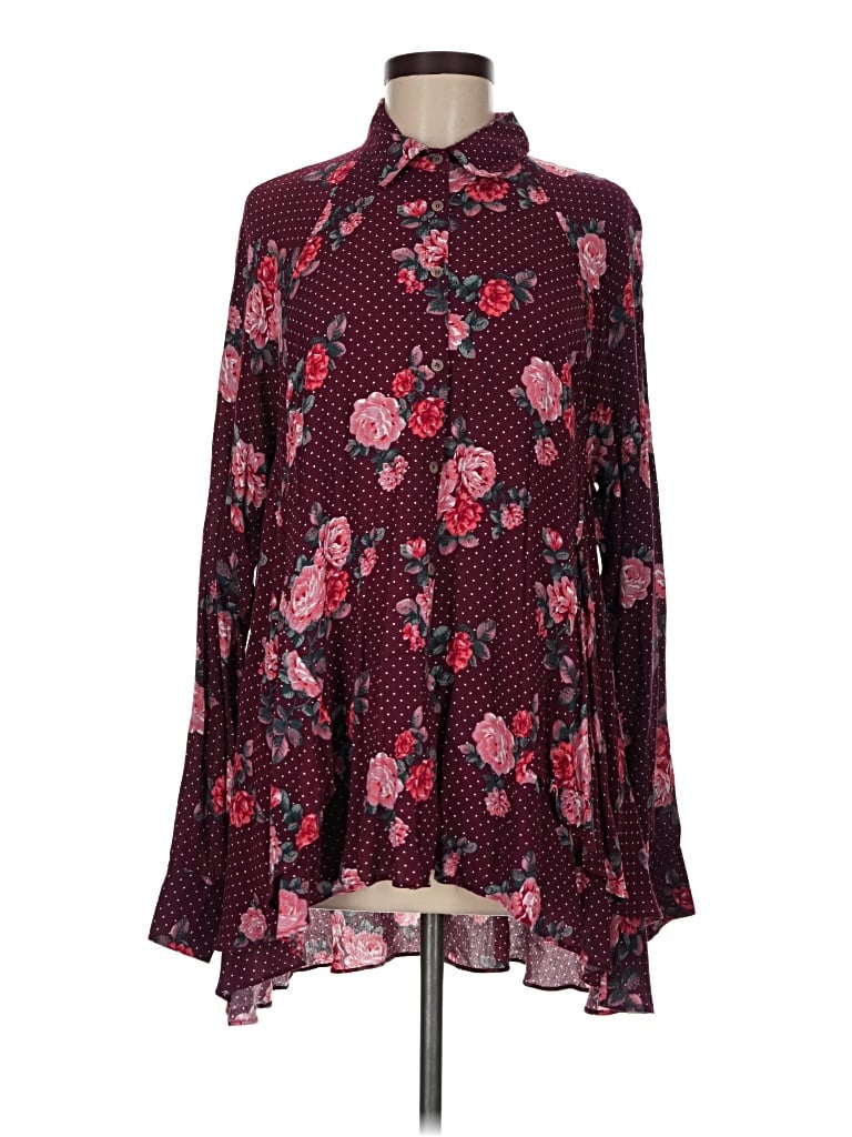 Pre-owned Umgee Long Sleeve Blouse In Burgundy