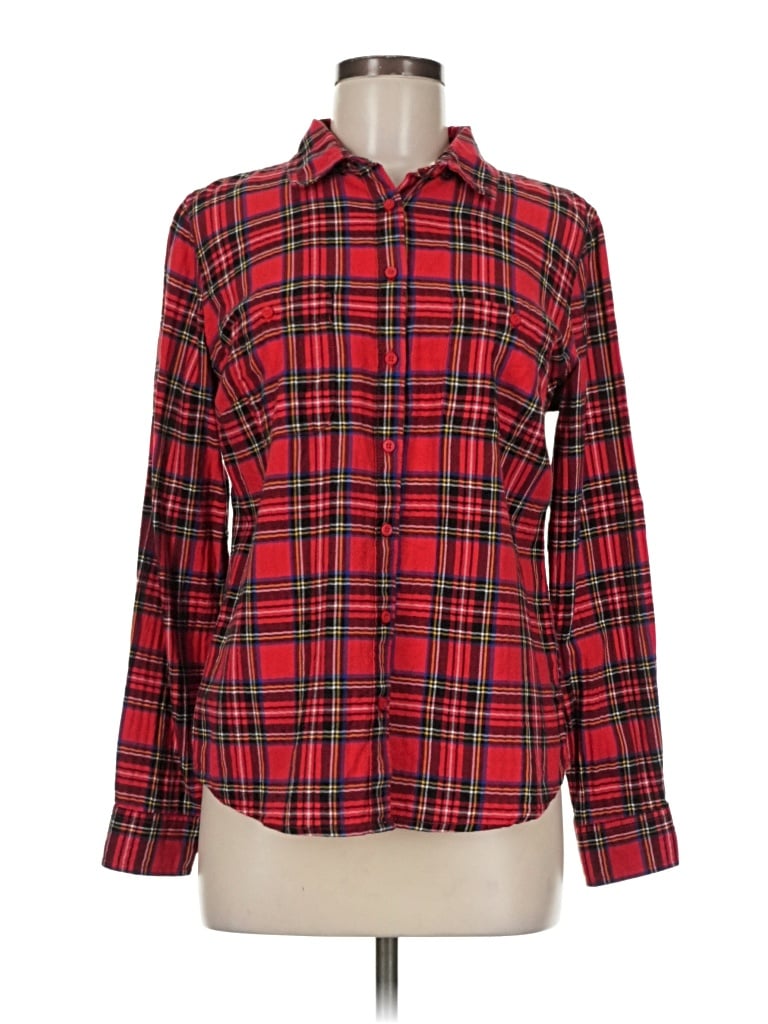 Pre-owned St. John's Bay Long Sleeve Button Down Shirt In Red