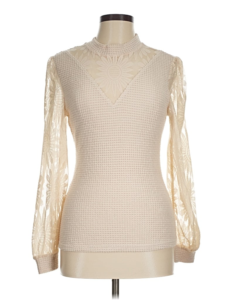 Pre-owned Unbranded Long Sleeve Blouse In Tan