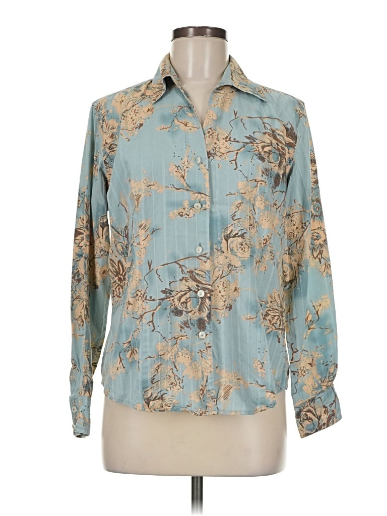 Pre-owned Van Heusen Long Sleeve Blouse In Teal