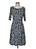 Connected Apparel Print Blue Casual Dress Size 8 - photo 1