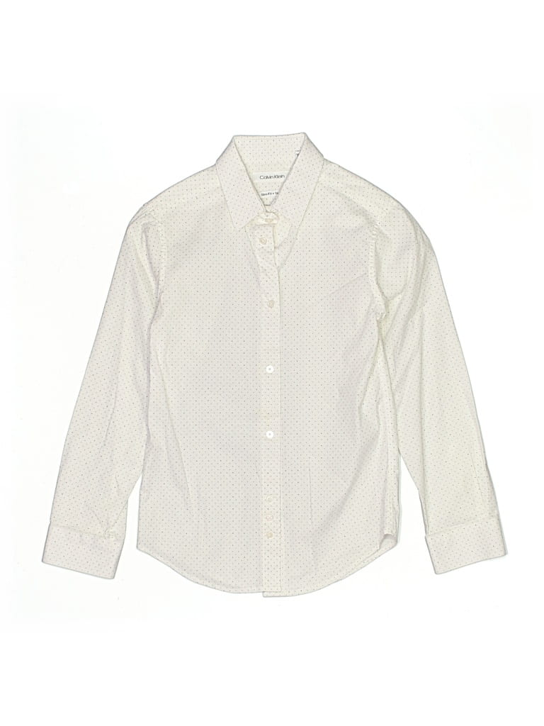 Pre-owned Calvin Klein Kids' Long Sleeve Button Down Shirt In White