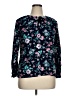 Basic Editions 100% Rayon Floral Teal Long Sleeve Blouse Size XL - photo 1