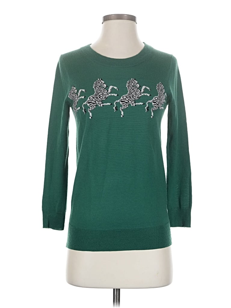 Pre-owned Jcrew Wool Pullover Sweater In Green