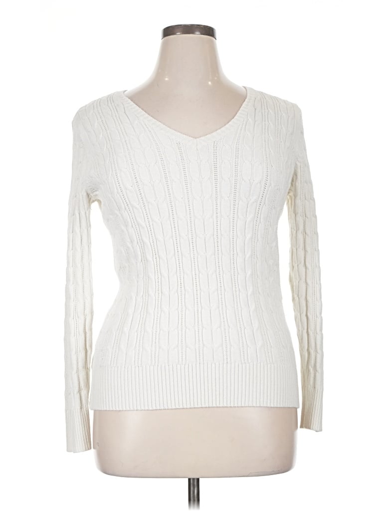 Pre-owned St. John's Bay Long Sleeve T-shirt In Ivory