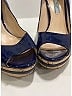 Prada 100% Leather Blue Patent Leather Open Toe Platform Pumps Size EU 37 1/2 - photo 3