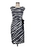 Connected Apparel Stripes Gray Casual Dress Size 8 - photo 1