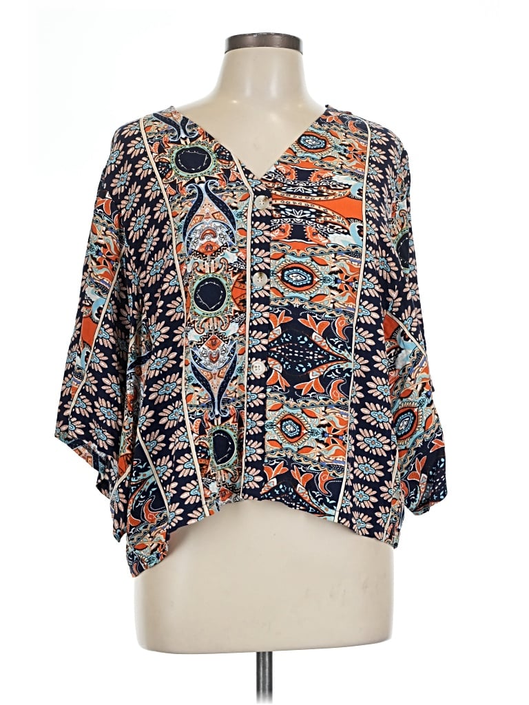 Pre-owned Shein 3/4 Sleeve Blouse In Blue