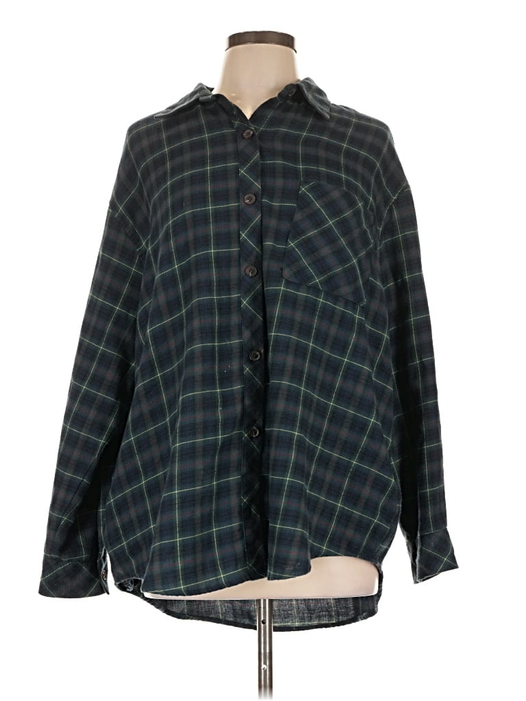 Pre-owned Wild Fable Long Sleeve Button Down Shirt In Green