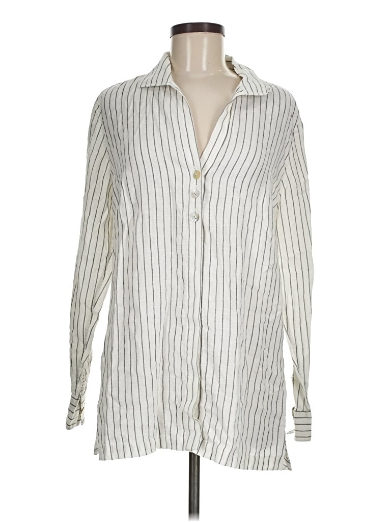 Pre-owned Hinson Wu Long Sleeve Blouse In Silver