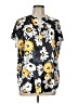 Renuar 100% Polyester Floral Black Short Sleeve Blouse Size L - photo 1
