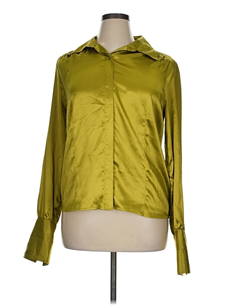 Pre-owned Apostrophe Long Sleeve Blouse In Green
