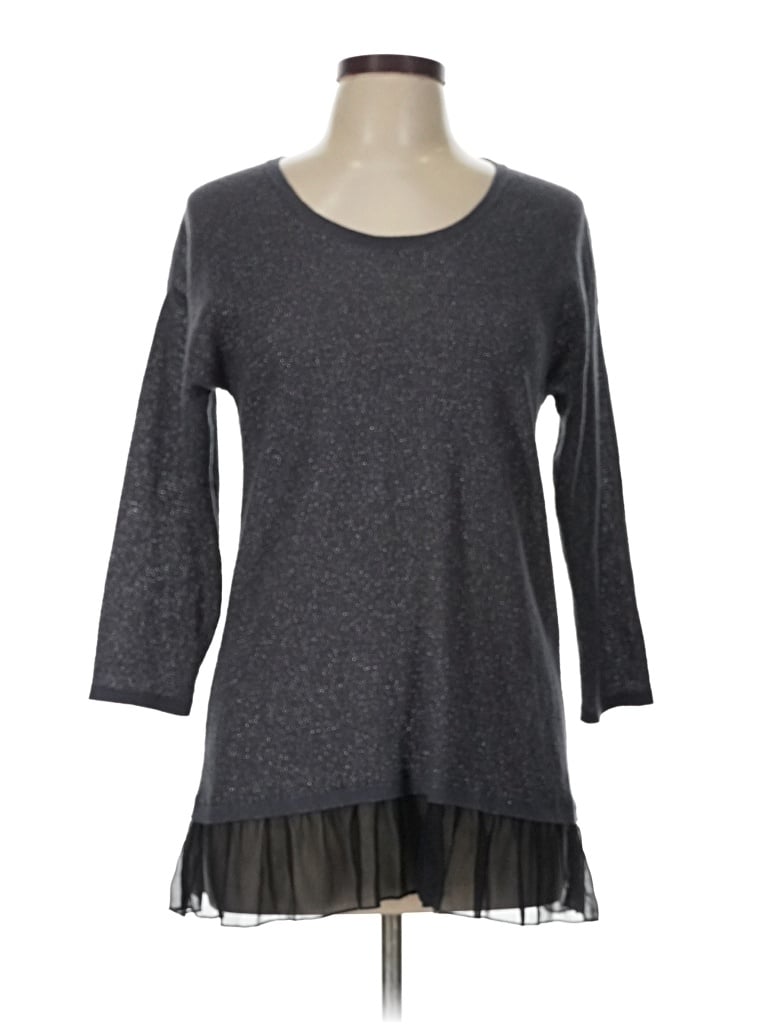 Pre-owned August Silk Pullover Sweater In Gray