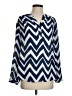 Sharagano 100% Polyester Chevron-herringbone Blue Long Sleeve Blouse Size S - photo 1