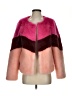 Scripted Color Block Pink Faux Fur Jacket Size S - photo 1