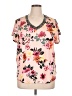 Cuddl Duds Floral Pink Short Sleeve Blouse Size XL - photo 1