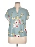 Shein Floral Teal Short Sleeve Blouse Size XL - photo 1