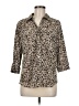 Cathy Animal Print Tan 3/4 Sleeve Button-Down Shirt Size M - photo 1