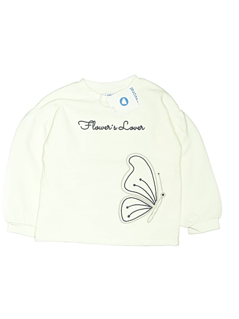 Pre-owned Mayoral Kids' Long Sleeve Top Ivory Crew Neck Tops