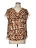 212 Collection 100% Polyester Brown Short Sleeve Blouse Size L - photo 1