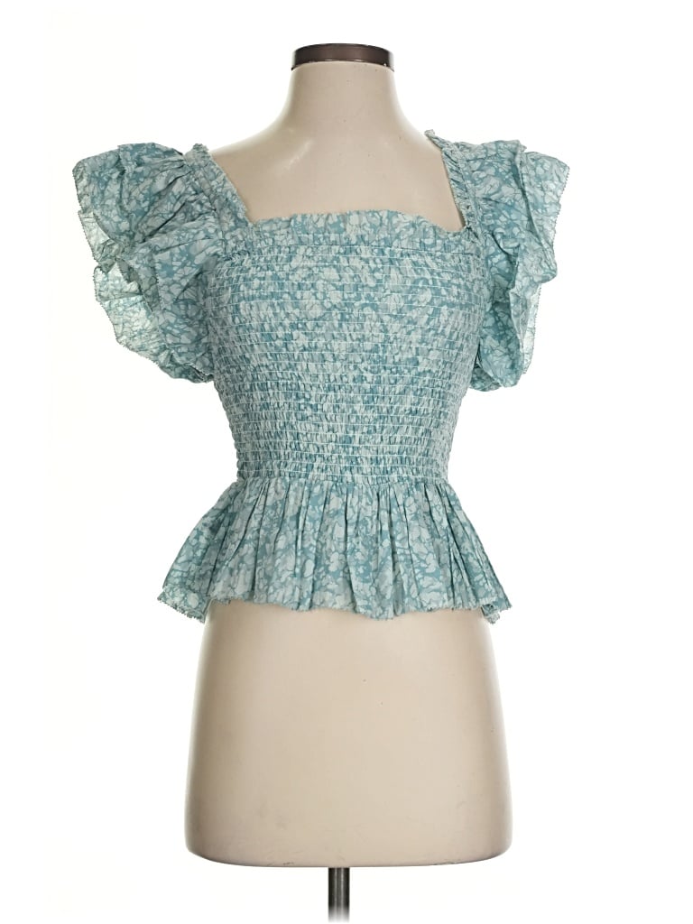 Pre-owned Love The Label Short Sleeve Blouse In Teal