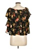 Japna 100% Polyester Black Short Sleeve Blouse Size L - photo 2