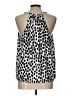 Ann Taylor LOFT Outlet 100% Polyester Polka Dots Silver Sleeveless Blouse Size Lg Petite - photo 2