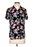 Free Planet 100% Rayon Floral Black Short Sleeve Blouse Size XS - photo 1
