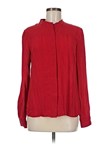 Theory Long Sleeve Silk Top (view 1)
