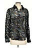 ModCloth Metallic Black Long Sleeve Button-Down Shirt Size S - photo 1